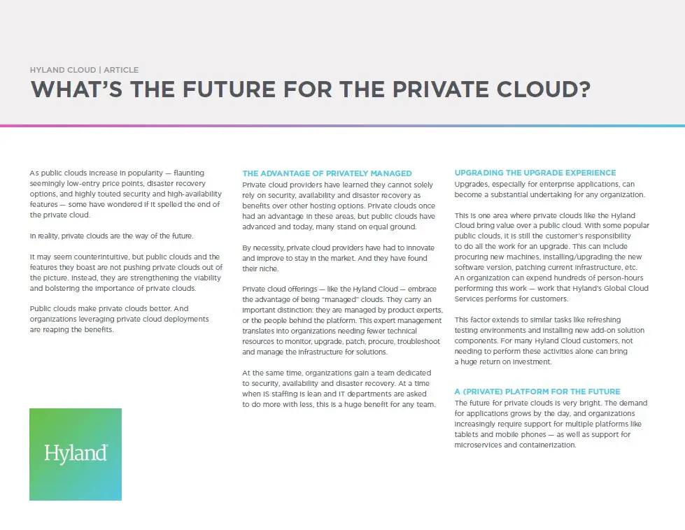 Private Cloud, Public Cloud, Hyland, Kyocera, Software, Document Management, (Dealership Name)