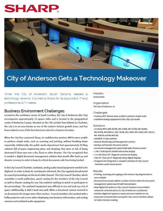 Sharp, City Of Anderson, Case Study, (Dealership Name)