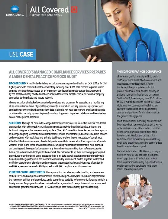 All Covered, HIPAA, Case Study, Konica-Minolta, (Dealership Name)