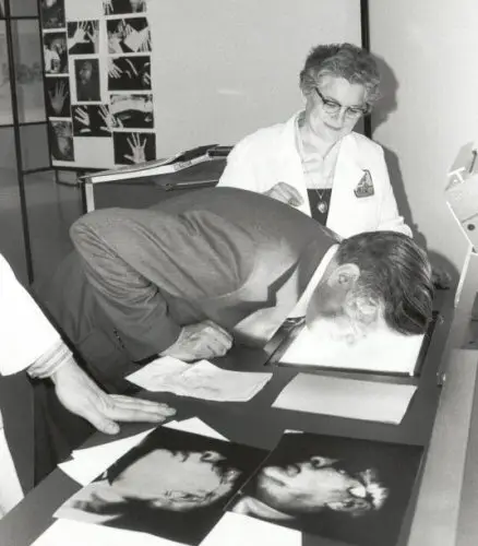 Old Photo, Man Copying Face on Copier, (Dealership Name)