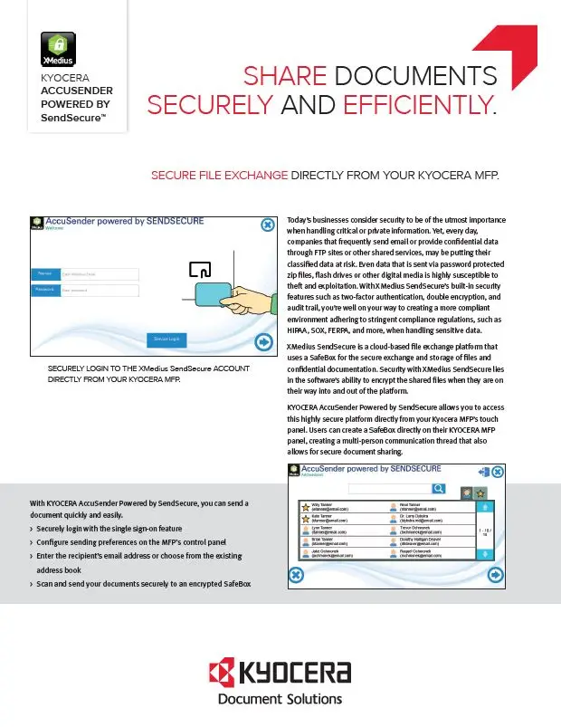 Kyocera, Software, Capture, Distribution, Accusender, Powered By Sendsecure, (Dealership Name)