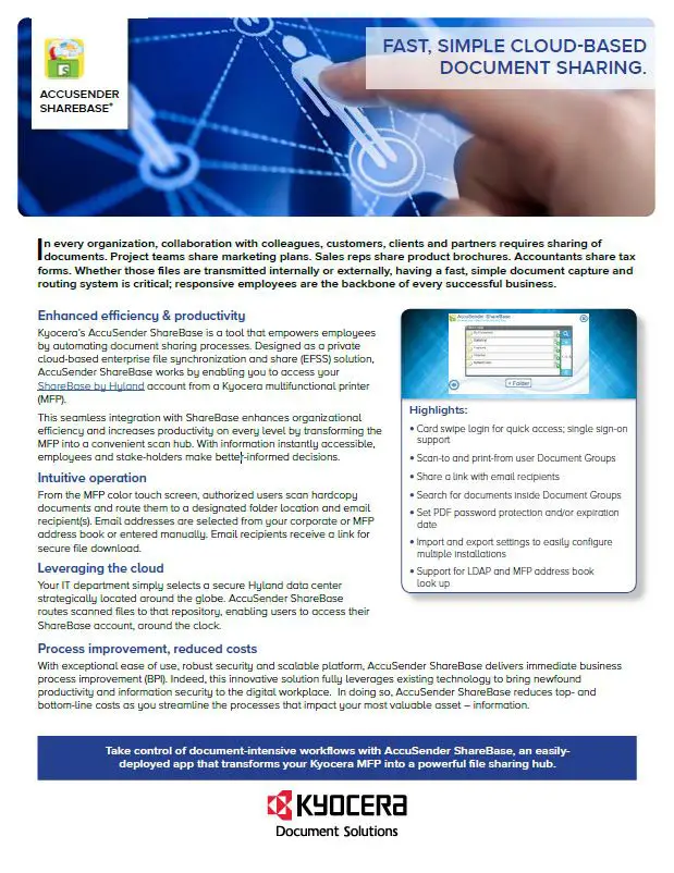 Kyocera, Software, Document Management, Accusender Sharebase, (Dealership Name)