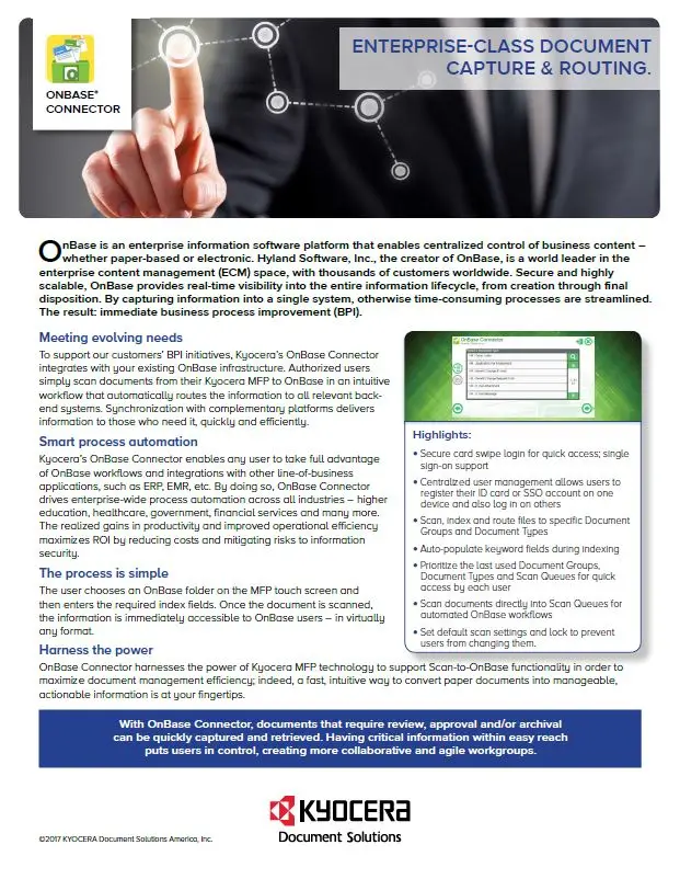 Kyocera, Software, Document Management, Onbase Connector, (Dealership Name)