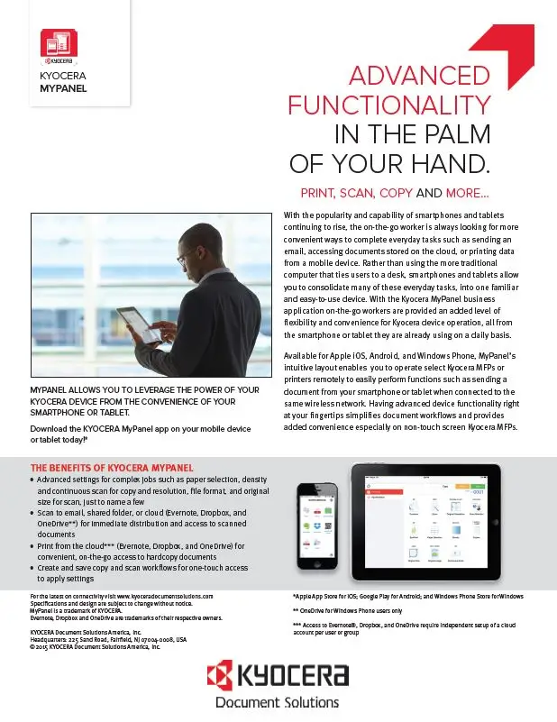 Kyocera, Software, Mobile, Cloud, Mypanel, (Dealership Name)