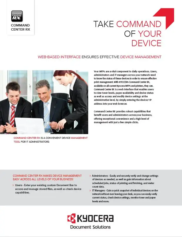 Kyocera, Software, Network, Device Management, Command Center Rx, (Dealership Name)
