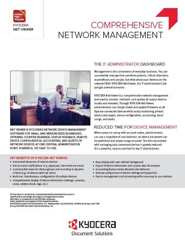 Kyocera, Software, Network, Device Management, Kyocera Net Viewer, (Dealership Name)