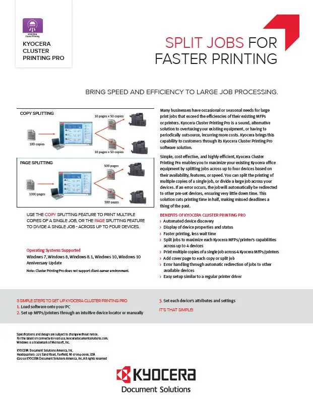 Kyocera, Software, Output Management, Kyocera Cluster Printing, (Dealership Name)