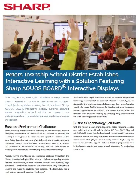 Sharp, Peters Township, School District, Aquos Board, Case Study, Education, (Dealership Name)