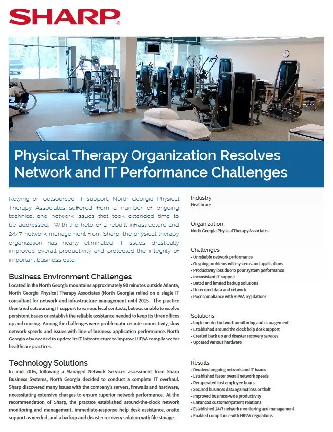 Sharp, Physical Therapy Organization, Case Study, (Dealership Name)