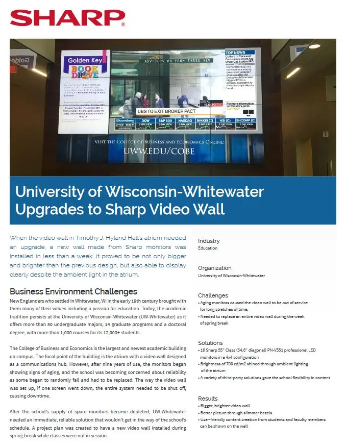 University Wisconsin, Video Wall, Case Study, education, (Dealership Name)