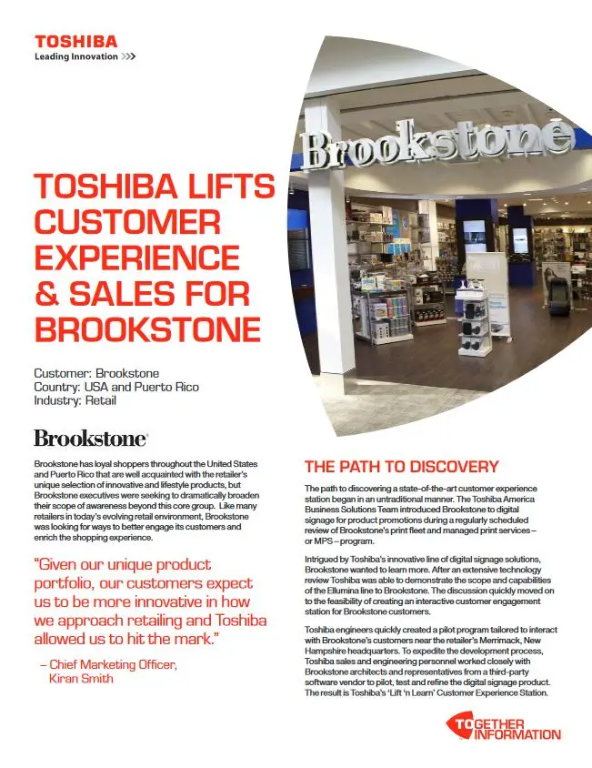 Brookstone, Case Study, Digital Signage, Toshiba, (Dealership Name)