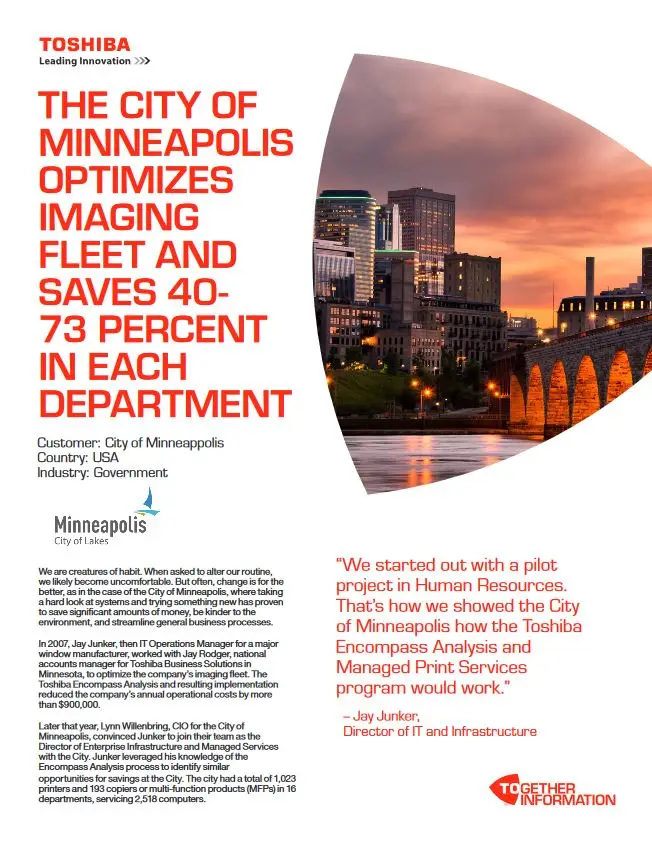 City Of Minneapolis, Case Study, MPS, MDS, Toshiba, (Dealership Name)