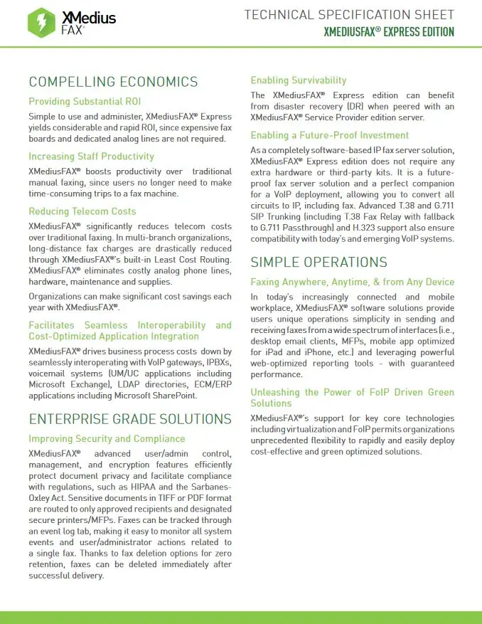 Xmedius Fax Express Edition Brochure, XMedius Fax, (Dealership Name)